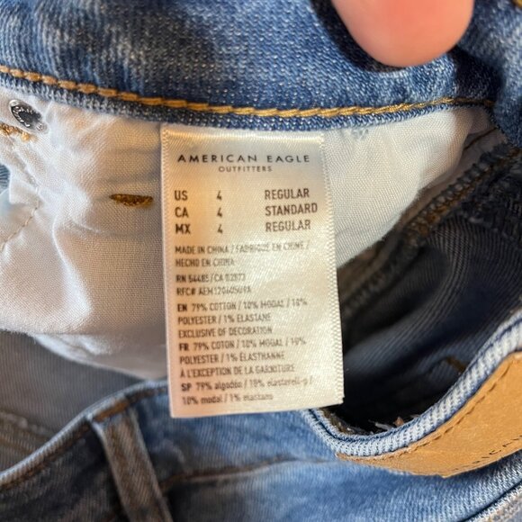 American Eagle High-Waisted Stretch Blue Mom Jeans Size‎ 4 - Picture 6 of 8